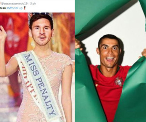 Ảnh chế Ronaldo cười nhạo Messi đá hỏng 11 m ở trận gặp Iceland
