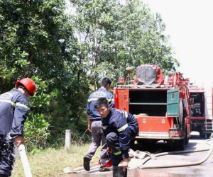 Hơn 200 người nỗ lực cứu rừng thông cháy giữa trưa nóng 38 độ C