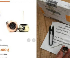 Mua lư cắm nhang, cô gái nhận hàng không khác mặt dây chuyền là mấy, nhìn sang giá sản phẩm thì mới hiểu tại sao