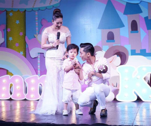 Vợ chồng Khánh Thi - Phan Hiển thuê khách sạn sang trọng, mở tiệc hoành tráng để mừng hai con yêu
