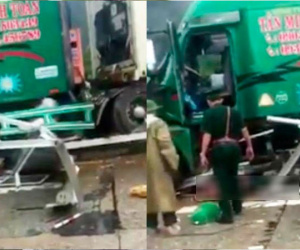 Đang ngồi gác, trung tá biên phòng bị xe container tông tử vong