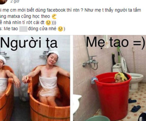 Người ta tắm bồn gỗ thông sang chảnh, mẹ nhà tôi thích ngụp lặn trong xô để 'tẩy uế tháng cô hồn' thế này đây