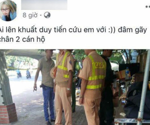 Thiếu nữ 15 tuổi lái xe máy tông gục 2 cảnh sát cơ động còn đăng Facebook nhờ bạn bè đến cứu