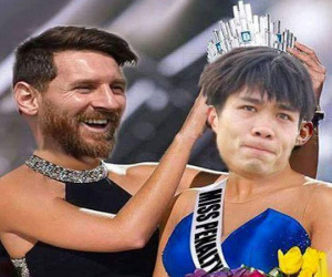 Ảnh chế Messi trao vương miện trượt penalty cho Công Phượng
