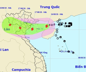 Bão số 4 chỉ còn cách Thái Bình khoảng 200km, sức gió mạnh nhất gần tâm bão giật cấp 11