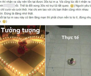 Muốn cắm nến hình trái tim lung linh mừng sinh nhật người yêu, cô nàng vụng về nhận ra kết cục không như là mơ