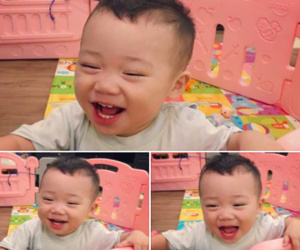 Hình ảnh con trai bella cười toe toét khoe 8 chiếc răng dù bị mắng tội nghịch phá cũi được chia sẻ khiến nhiều người thích thú