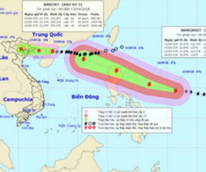 Bão số 5 đang cách Móng Cái (Quảng Ninh) hơn 300km