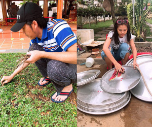 Sao Việt tất bật chuẩn bị cho ngày giỗ Tổ: Hoài Linh tự tay nhổ cỏ, Nam Thư miệt mài lau dọn