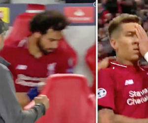 Salah ném chai nước tức giận khi Firmino ghi bàn