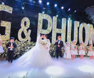 Cùng chiêm ngưỡng lại không gian tiệc cưới lộng lẫy, xa hoa như cổ tích trong đám cưới Trường Giang - Nhã Phương