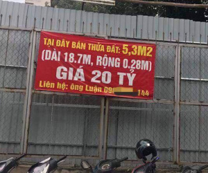 Miếng đất 5,3m2 được rao bán 20 tỷ tại Hà Nội gây sốc giới bất động sản