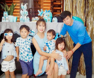 Lý Hải đón tuổi 50 bên vợ và các con nhưng hình ảnh trang trí trong bữa tiệc mới là điều được chú ý