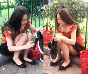 Danh tính cô gái đánh giày trên vỉa hè bị dân mạng 'ném đá' vì nghĩ sống ảo, câu like