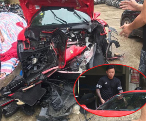 Vụ siêu xe Ferrari của ca sĩ Tuấn Hưng gặp tai nạn, nát đầu: 'Trên xe có ca sĩ Tuấn Hưng và lái xe'