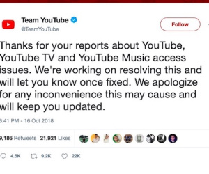 YouTube sập toàn cầu: Dân mạng VN hoang mang, YouTube lên Facebook xin lỗi