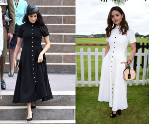 'Oan gia ngõ hẹp' như Meghan Markle, diện đầm midi thanh lịch ai ngờ lại đụng hàng ngay tình cũ của chồng