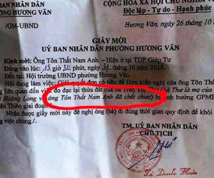 UBND phường mời người chết dự họp giải phóng mặt bằng