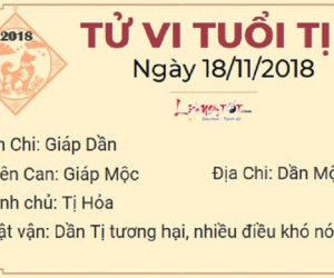 Tử vi Chủ nhật ngày 18/11/2018 của 12 con giáp: Tuất vạn sự may mắn, Mão bị Kiếp Tài giáng họa