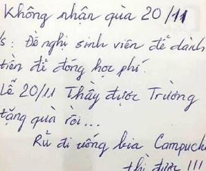 Từ chối nhận quà 20/11 để học sinh dành tiền đóng học phí, thầy giáo Hà Tĩnh gây bão cộng đồng mạng