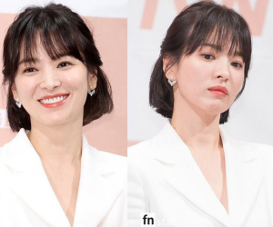 Mặc váy ngắn để trông trẻ trung nhưng tiếc là Song Hye Kyo lại vô tình lộ đôi chân kém mịn màng
