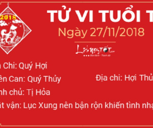 Tử vi Thứ 3 ngày 27/11/2018 của 12 con giáp: Ngọ túi tiền rủng rỉnh, Sửu cẩn thận bị hãm hại