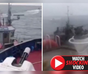 Video Khoảnh khắc tàu chiến Nga đâm tàu Ukraine bị tố xâm phạm lãnh hải