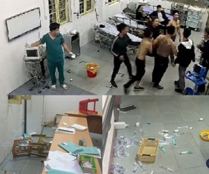 Nhóm côn đồ cầm hung khí lao vào khoa cấp cứu truy sát