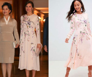 Hoàng hậu Tây Ban Nha mặc váy của ASOS đón tiếp vợ chồng Chủ tịch Trung Quốc mà trông vẫn đẹp và sang vô cùng