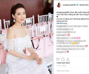 Cổ vũ đội tuyển Việt Nam nhưng lại dùng ảnh cũ khi còn vòng eo con kiến để đăng, Nhã Phương khiến dân mạng thích thú