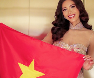 Minh Tú lần đầu diện áo dài tại Miss Supranational, chúc mừng tuyển Việt Nam vào chung kết AFF Cup