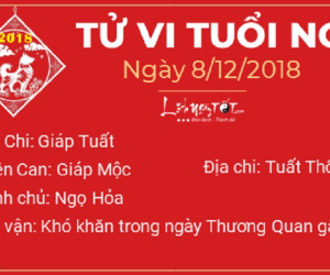 Tử vi Thứ 7 ngày 8/12/2018 của 12 con giáp: Tuất được hưởng vận may, Ngọ có tiểu nhân gây họa