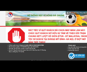 Bán vé chung kết AFF Cup lúc 22h, website lại tê liệt sau vài phút