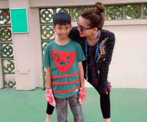 Vừa về quê tình mới, Cường Đô la đã đến trường cổ vũ con trai Subeo cùng với Hà Hồ