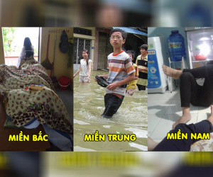 Thời tiết 3 miền mỗi nơi 1 phách, học sinh tìm đủ mọi phương pháp dở khóc dở cười để vượt khó đến trường
