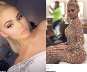Không thua chị Kim, Kylie Jenner khoe siêu vòng 3 sexy hết cỡ với váy nude xuyên thấu