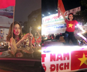 Hàng loạt sao Việt xuống đường đi bão mừng chức vô địch AFF Cup 2018