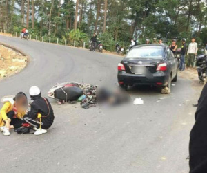 Cặp 'phượt thủ' gặp nạn khi đổ đèo gần đỉnh Tam Đảo