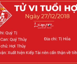 Tử vi Thứ 5 ngày 27/12/2018 của 12 con giáp: Thân có cơ hội việc làm mới, tiền của Hợi không cánh mà bay