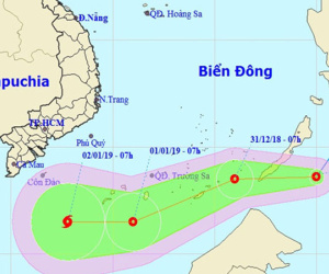 Áp thấp nhiệt đới lệch xuống phía nam khi vào Biển Đông