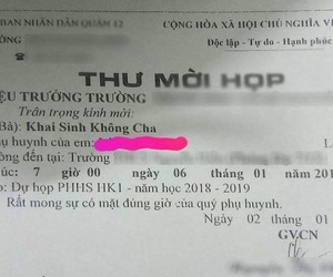 Thư mời họp đề gửi 'khai sinh không cha', cô giáo bị xử lý nội bộ