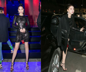 Ngọc Trinh diện váy xẻ lườn dự Milan Fashion Week