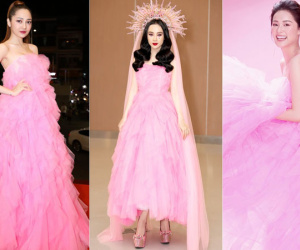 Chiếm trọn spotlight thảm đỏ nhưng Angela Phương Trinh không thanh thoát bằng Bảo Anh, cũng chẳng ngọt ngào như Hạ Vi khi diện váy ấn tượng