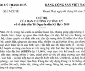 Thanh Hóa nghiêm cấm dùng ngân sách làm quà tặng, chúc Tết lãnh đạo