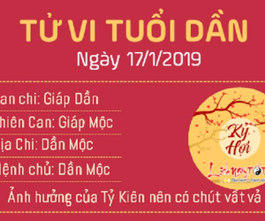 Tử vi thứ 5 ngày 17/1/2019 của 12 con giáp: Mùi được Chính Tài tương trợ, Thân tự tin quá đà mang họa vào người