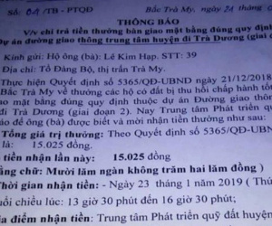 Được thưởng 15 ngàn đồng vì bàn giao mặt bằng đúng quy định: 'Thật chứ không phải đùa'