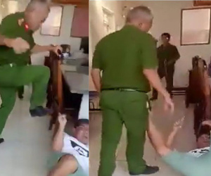 Đình chỉ phó công an phường đạp người làm chứng tại trụ sở