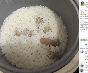Nấu cháo chăm vợ đẻ, anh chồng khiến dân mạng cười bò vì thành quả như cơm vùi chân giò trong nồi cơm điện