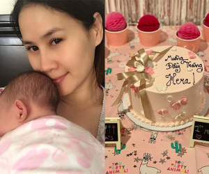 Thân Thúy Hà tổ chức tiệc thôi nôi ngập tràn sắc hồng cho con gái tại Mỹ, lần đầu hé lộ tên 'công chúa nhỏ'