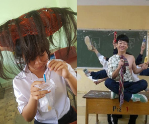 Loạt ảnh thể hiện đầy đủ bản chất của đám học trò: Nghịch ngợm, lầy lội nhưng cũng sáng tạo chẳng kém ai